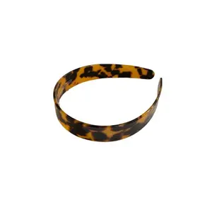 Amber Leopard Print Tortoise Shell Headband for Women Wide Acetate Non-Slip Comfortable All-Season Hair Band with Teeth