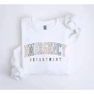 Emergency Department Graphic Sweatshirt, Unisex Classic Soft Cotton Crewneck for ER Nurses and Doctors, Casual Pullover