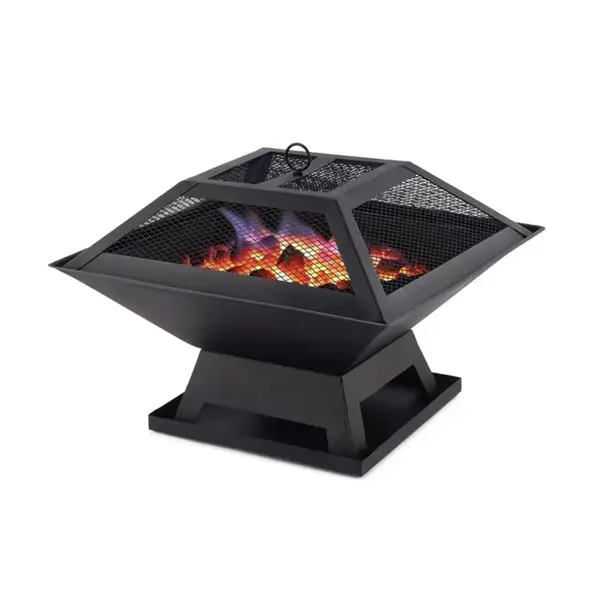 Square Fire Pit for Outdoor, Portable Small Wood Burning Firepit Bowl, Metal Fire Pit for Backyard Patio Garden Camping Bonfire Party, Outdoor Heating & BBQ Grill