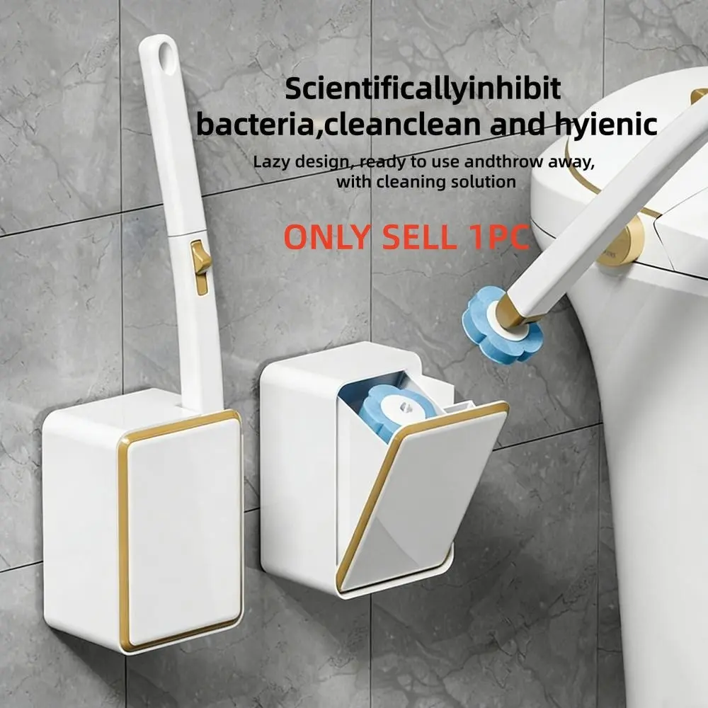 Wall-mounted toilet brush set, 360° rotatable toilet brush with replacement brush heads, bathroom rotating brush, cleaning tool for deep cleaning and bathroom maintenance, Toilet Cleaning System, Toilet Brush With Holder, Toilet Cleaner Brush