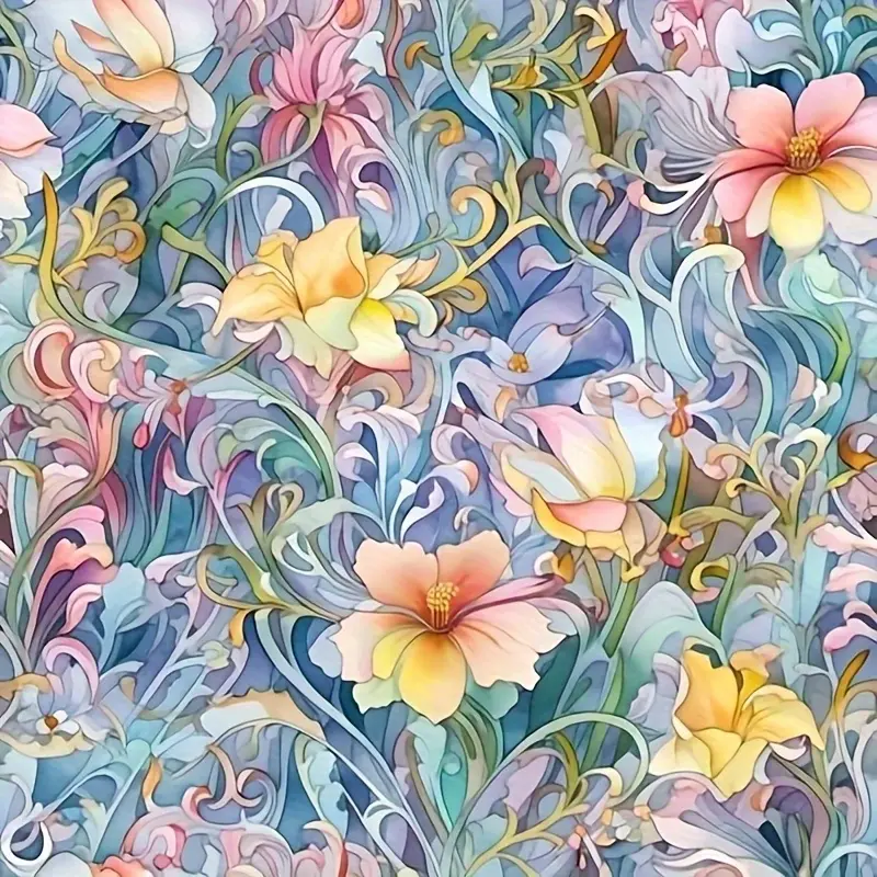 5D Full Drill Pastel Floral Swirl Diamond Painting Kit Craft - Dreamy Botanical & Art Nouveau Art | DIY Gift for Mother's Day, Birthday & Home Decor | Perfect Wall Art for Living Rooms, Bedrooms & Meditation Spaces