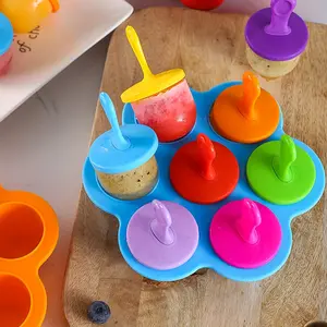 7-Cavity Colorful Silicone Popsicle Molds with Handles, DIY Homemade Ice Cream and Ice Pop Moulds, Multi-functional Household Ice Tray Essentials for Summer
