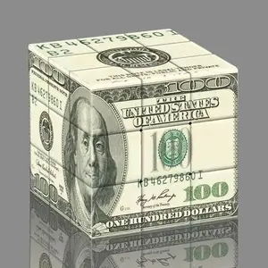 3x3 Magic Cube with 100 Dollar Bill Pattern US Banknote Design Puzzle Cube for Child Adults Toys Smooth Turning Collectible Novelt Speed Cube Magnetic Custom Tension cool