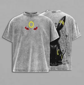 Men's Pocket Monsters Umbreon Vintage Oversized Anime Manga Acid Ed Heavyweight Cotton T-Shirt