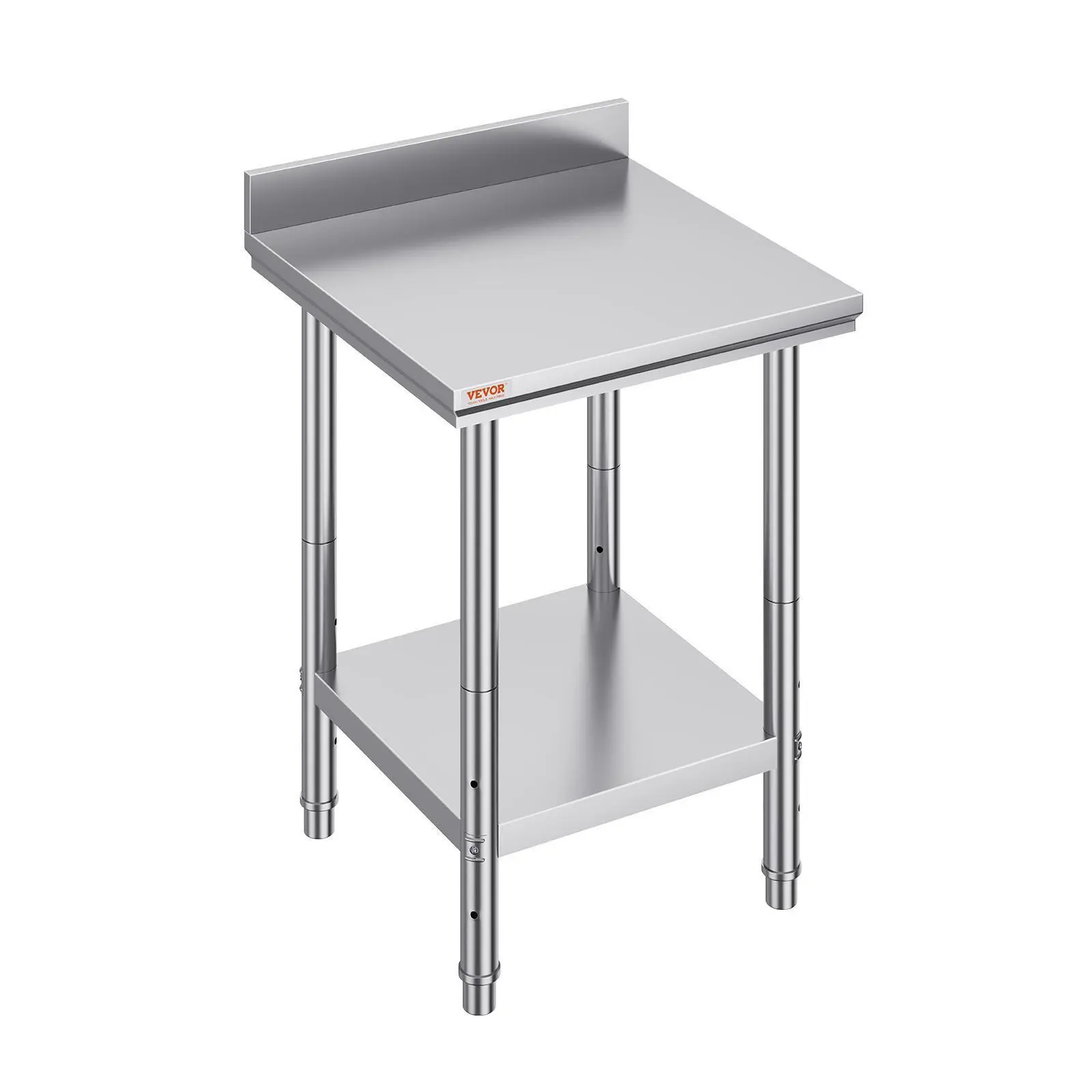 【Summerfinds】VEVOR 24 x 24 x 35 Inch Stainless Steel Work Table, Commercial Food Prep Worktable Heavy Duty Prep Worktable, Metal Work Table with Adjustable Height for Restaurant, Home and Hotel