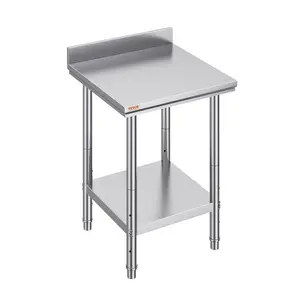 【Summervibes】VEVOR 24 x 24 x 35 Inch Stainless Steel Work Table, Commercial Food Prep Worktable Heavy Duty Prep Worktable, Metal Work Table with Adjustable Height for Restaurant, Home and Hotel
