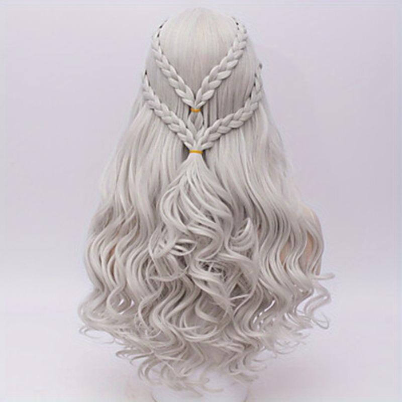 Long Silvery Braided Wig for Women, Designed for Cosplay As a Dragon Queen