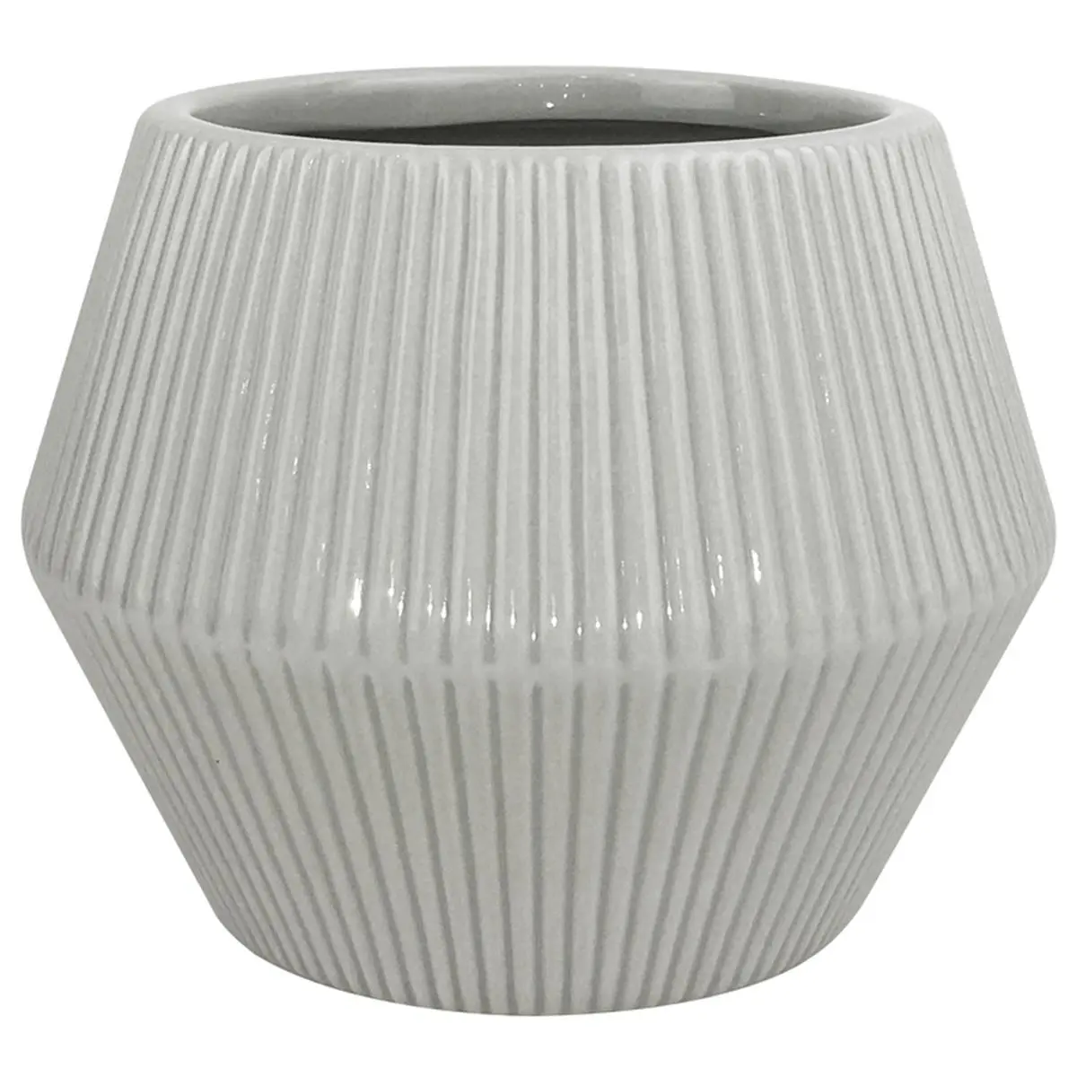Trendspot 7008875 8 in. Dia. Rena Ceramic Planter, Light Gray - Pack of 2