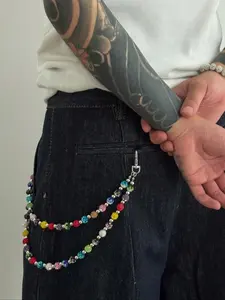 Men's Fashion Multi-Layer Rhinestone Alloy Adjustable Waist Chain, Pants Decoration Casual Body Chain, Body Jewelry, Perfect for Daily Wear and Music Festivals