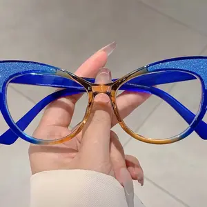 Festive Party Cat Eye Glasses - Colorful PC Frame with Glittery Accents, Lightweight Design, Perfect for Festive Occasions