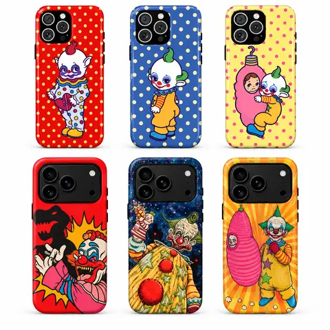 Killer Klowns from Outer Space Cellphone Case - Retro Horror Movie Handheld Smartphone Accessory, 80s Cult Classic Clown Cover, Halloween Gift for Horror Fans, Button-Compatiable iPhone & Samsung Cases