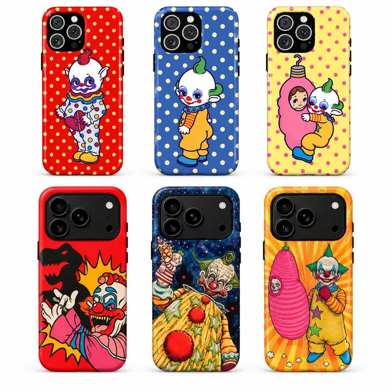 Killer Klowns from Outer Space Cellphone Case - Retro Horror Movie Handheld Smartphone Accessory, 80s Cult Classic Clown Cover, Halloween Gift for Horror Fans, Button-Compatiable iPhone & Samsung Cases