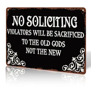 8x12 Inch Aluminum No Soliciting Sign - Violators Sacrificed to Old Gods Gothic Decor for Front Door # NoSolicitingSign # GothicDecor # DoorSign