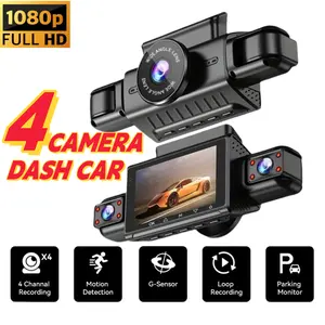 4 Channel Dash Cam 360° View Front/Rear/Inside/Sides, 1080P Car Security Camera w/ 8 IR Night Vision, WiFi App Sync, G-Sensor, 24H Parking Monitor. Rideshare Auto Dashcam, Includes FREE 64GB SD Card. Plug & Play