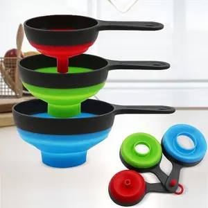 Large Small Funnel set of 3, Food Grade Mini Funnels For Kitchen Use, Silicone Collapsible Funnel, Wide Mouth Canning Funnel For Mason Jars, Jam, Filling Bottles, Flask, Tiny Spice, Cooking Water Kitchen Accessories