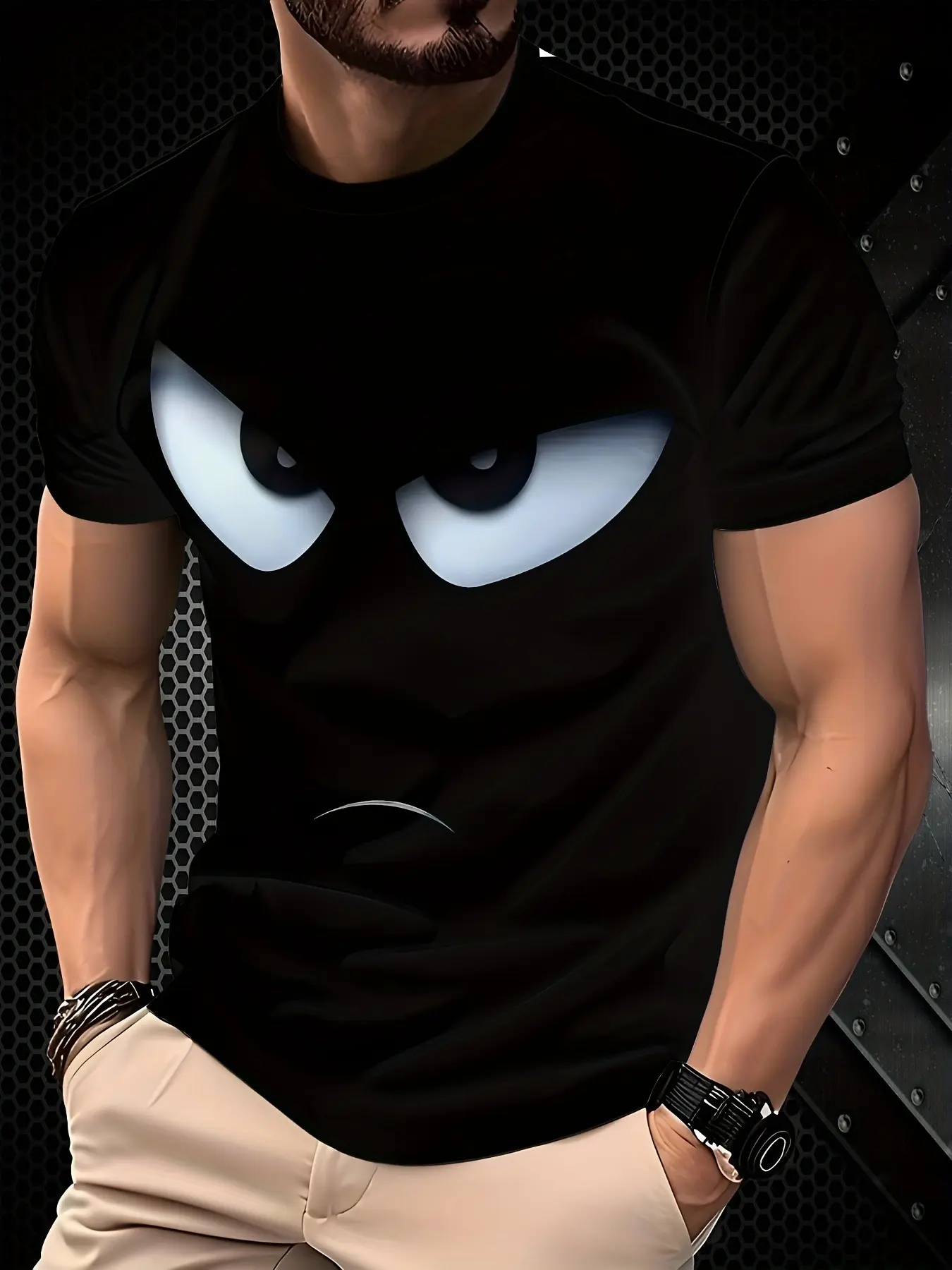 Men's casual fashion style, suitable for outdoor activities and daily wear Apparel T Shirt Round Neck Print Streetwear