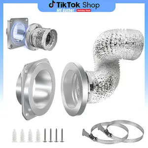 Magnetic Dryer Vent Connector Kit DV180 Airtight Seal Magnetic Dryer Vent Coupler Dryer Vent Hose Coupling Exhaust Hose with 2.6ft 4" Duct and Two Clamps Quick Connect Magnetic Dryer Vent Connector