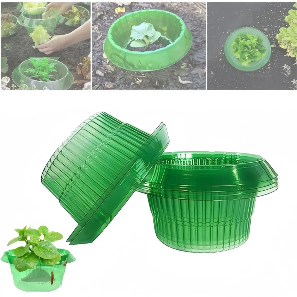 10-Pack Garden Plant Protection Slug Collars - Chemical-Free Snail Barrier Rings for Seedlings, Flowers - Natural Garden Protection Tool
