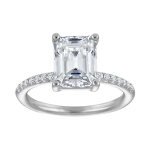 Pave 2ct. Emerald Moissanite Travel Engagement Ring