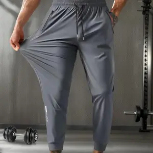 Men's Loose Letter Print Jogger Pants Soft Stretchable Work Trousers with Elastic Waist Drawstring & Casual Wear solid color quick drying daily wear pant summer lounge tracksuit casual  comfortable casual trouser Men's Elastic Drawstring Casual Pants