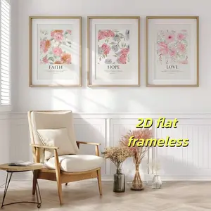 Three faith, hope, and love canvas posters, 2D flat printed frameless pink Bible for girls, suitable for modern home wall decoration