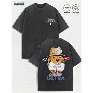 Men's 1 PCS "Michelob Ultra - American Dog" Vintage Graphic Tshirt, 100% Breathable Cotton Menswear, Round Neck Shortsleeve Casual Everyday Top, Ideal Gift for Friends Family, Youthful Fashion Design