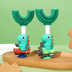 Standing Dinosaur Train Toothbrush for Toddlers, U-Shaped Quick Clean Design, Perfect Gift for Kids Who Love Dinosaurs