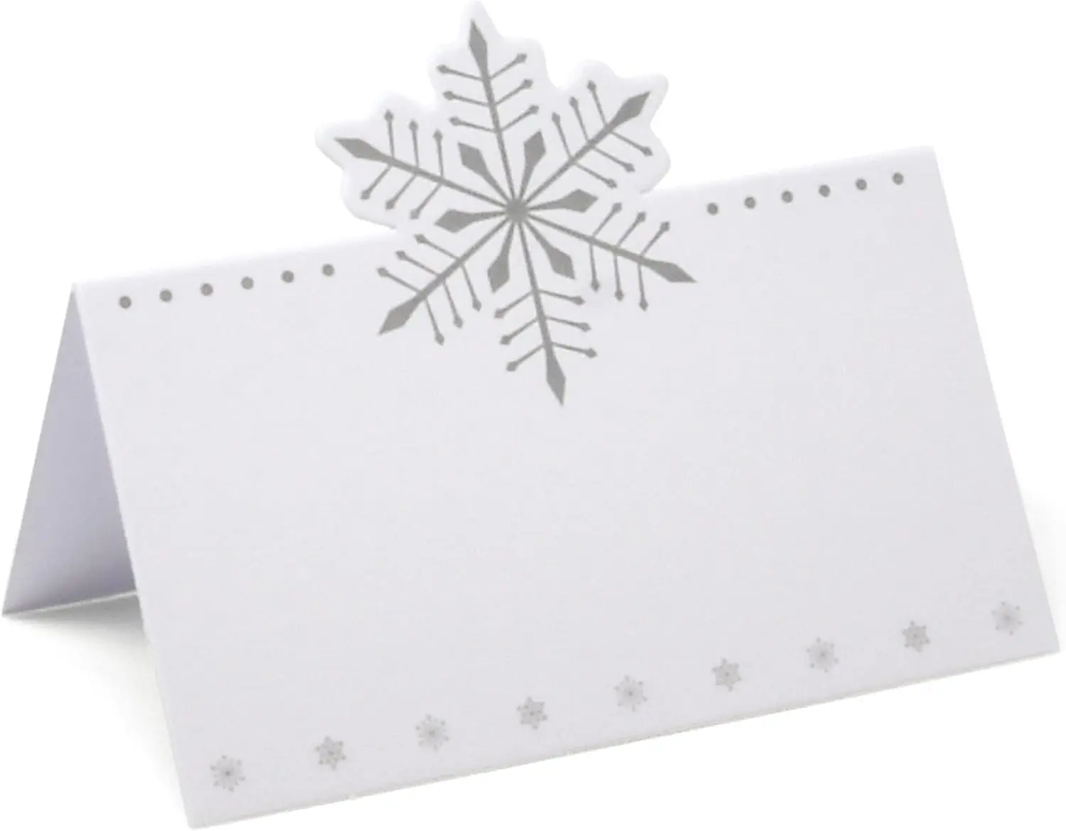 Gift Boutique 100 Pack Christmas Cards Holiday Seating Name Card Die Cut Xmas Snowflake Table Setting Folded Paper Tent Cards for Winter Wonderland Dinner Wedding Tables Party Decorations 2" x 3.5"