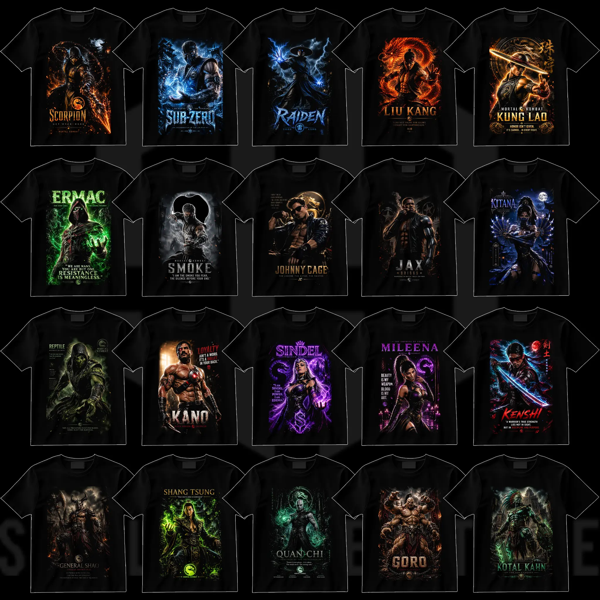 [Soulsborne Style Mega Collection] Mortal Kombat Graphic T-Shirt, Fighting Game Character Tee, Retro Arcade Gaming Shirt, Classic Combat Fan Apparel for Men Women
