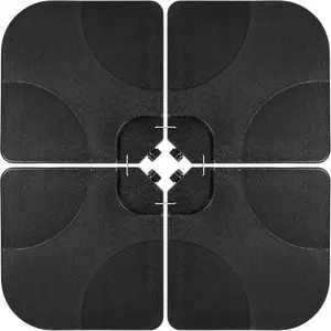 Gaomon 4-Piece 155lb Capacity Heavy-Duty Cantilever Offset Patio Umbrella Stand Square Base Plate Set w/Easy-Fill Spouts for Water or Sand - Black shade garden porch