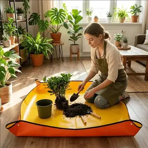 Large Thickened Gardening Mat, Foldable Repotting Soil Changing Mat, Succulent Potted Balcony Ground Mat, 39.37 Inch Leak-Proof Planting Mat