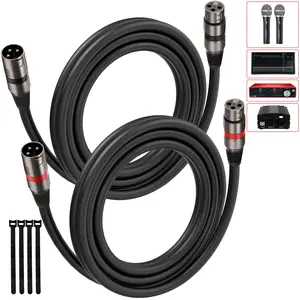 XLR Cables 3ft/1M 2 Packs, Premium Heavy Duty Balanced Microphone Cable with 3-Pin XLR Male to Female Microphone Cord Connector Compatible with Microphones,Mixer,Speaker Systems,Preamps and More