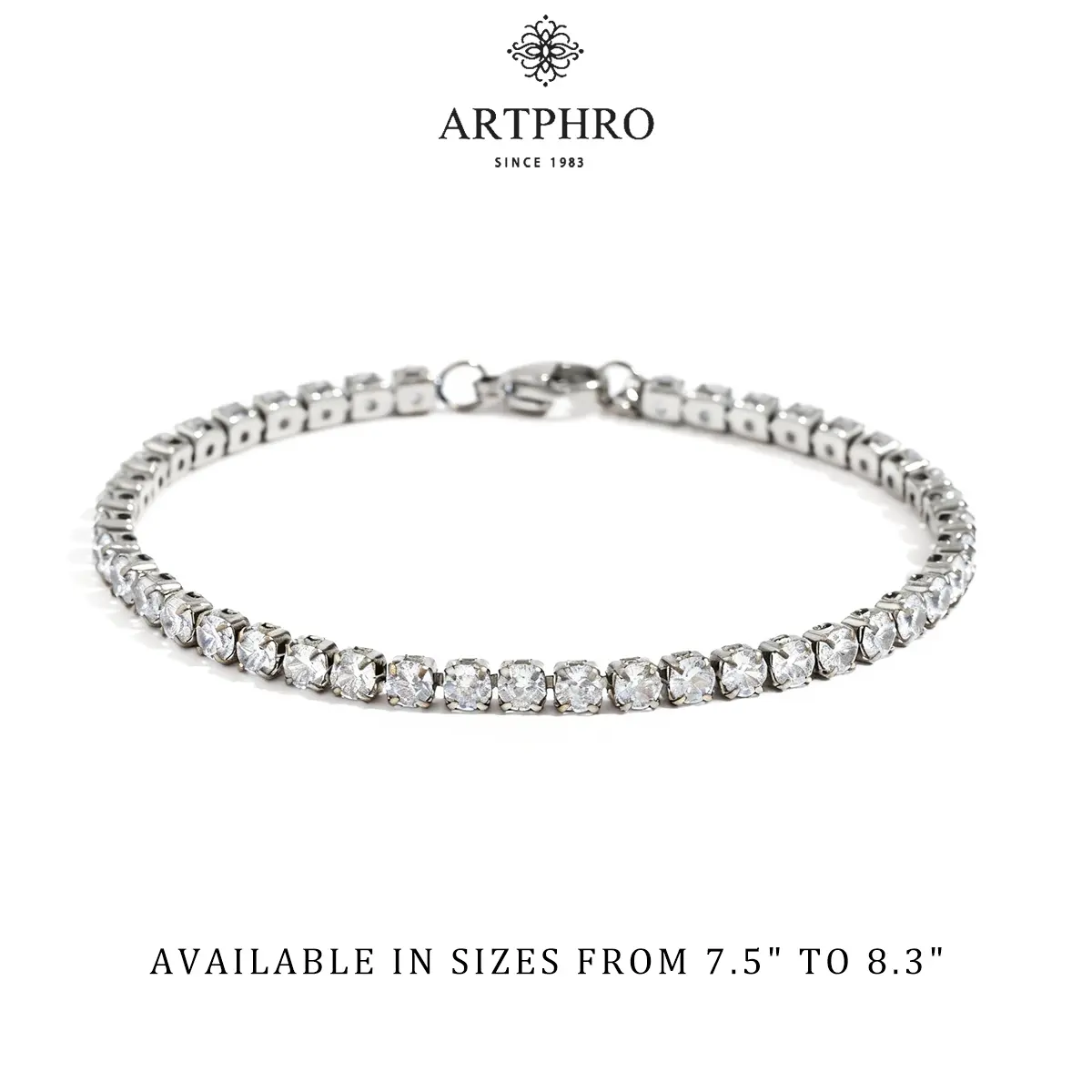 ARTPHRO Tennis CZ Bracelet - Stainless Steel Bracelet, Stylish Daily Fashion Accessory, Resistant to Fading, Stainless Steel Bracelets Elegant Electroplating