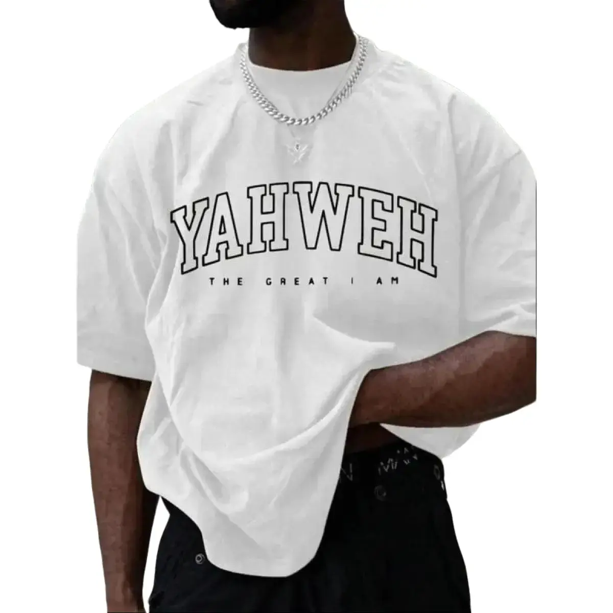 Women's Cotton Round Neck Unisex Casual Top - Summer Aesthetic Oversized Y2K Vintage Graphic Tee, 'Yahweh-The Great I Am' Faith Tribute, Viral Trending, Drop Shoulder, S-5XL, for Men & Women (Muppet, Christmas, Padres, Coucou, Custom, Big Size Options)