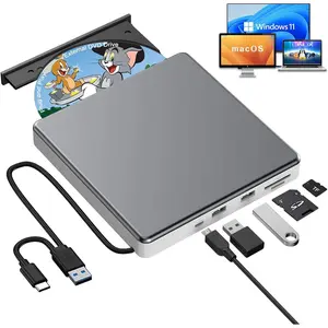External DVD Drive, USB C Superdrive for  USB 3.0 DVD Burner Reader for , Portable CD +/-RW Drive External DVD Player for Laptop MacBook Windows 11 10 count Linux OS