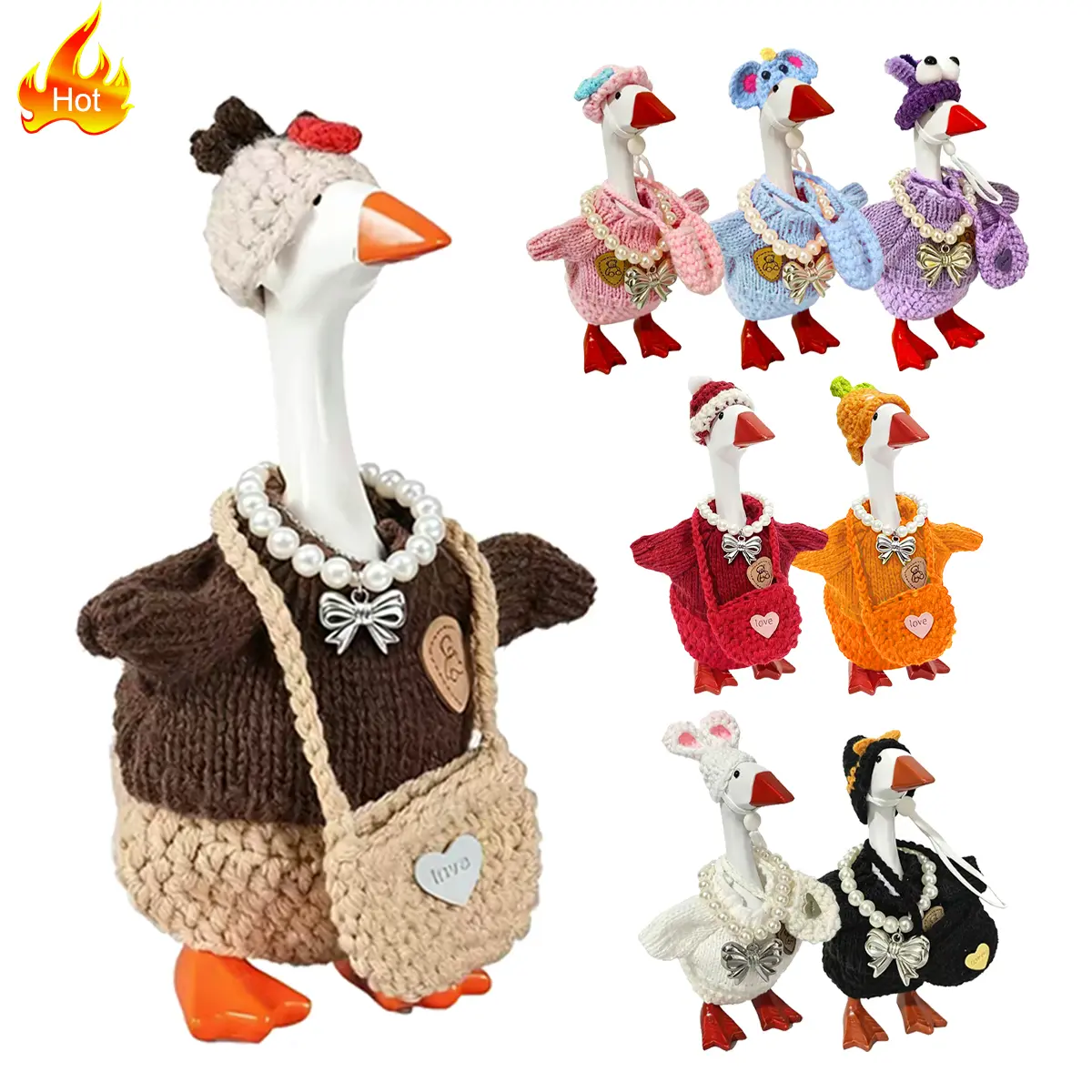 7-Inch Desk Goose Outfits with Cute Hat, Little Bag & Soft Touch Fabric Accessories for Magnetic Statue, Holiday Halloween Christmas Gift (Toys & Hobbies DIY Specialty Supplies)