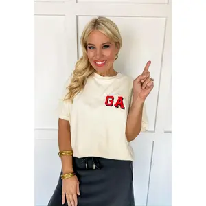 Retro Red & Black Georgia Embroidered Tee