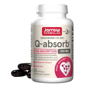 Jarrow Formulas Q-absorb Ubiquinone Co-Q10 100 mg, Dietary Supplement, Antioxidant Support for Mitochondrial Health, Cellular Energy Production and Cardiovascular Health, 60 Softgels, 60 Day Supply