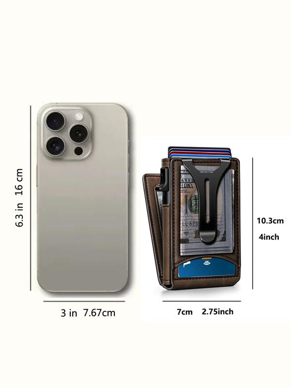 Men's Small Wallet Magnetic Metal Automatic Card Holder, Rfid Anti-Theft Credit Card Case, Multi-Card Slots ID Window Money Clip, Magnetic Card Holders