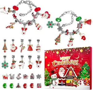 Christmas Advent Calendar 2024 Girls, 24 Days Xmas Countdown Calendar Jewelry Bracelet Set, DIY Bracelets Ornament Christmas Vacation Advent Calendar, Christmas Gift Set for Girls Boys Kids Women