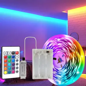 Infrared 24-key RGB color-changing flexible light strip, battery-powered (batteries not included). Suitable for home DIY, camping, and TV ambiance decoration.