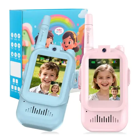 Antenna Video Walkie Talkie Toys for Boys Girls 2 Pack Rechargeable Walkie Talkies with Screen Long Range 2 Way Radio 4 Voice Effects Christmas Birthday Gifts for Kids Indoor Outdoor Camping