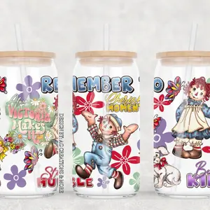 Raggedy Ann cup Beverage Drinkware Coffee Lid Stylish Bamboo Glass