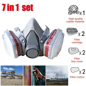 7 IN 1 Half Face Mask For Gas Painting Spray Protection Respirator 2 Filters