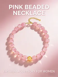 Women Colorful Chunky Chain Necklace Multi Color Large Square Resin Bead Y2K Summer Trend Jewelry Bohemian Style Bold Eye Catching Choker Exquisite Chain Jewelry Fashionable Jewelry