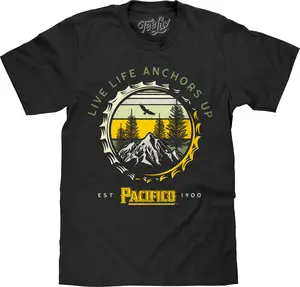 Pacifico Beer Live Life Anchors Up T-Shirt - Black