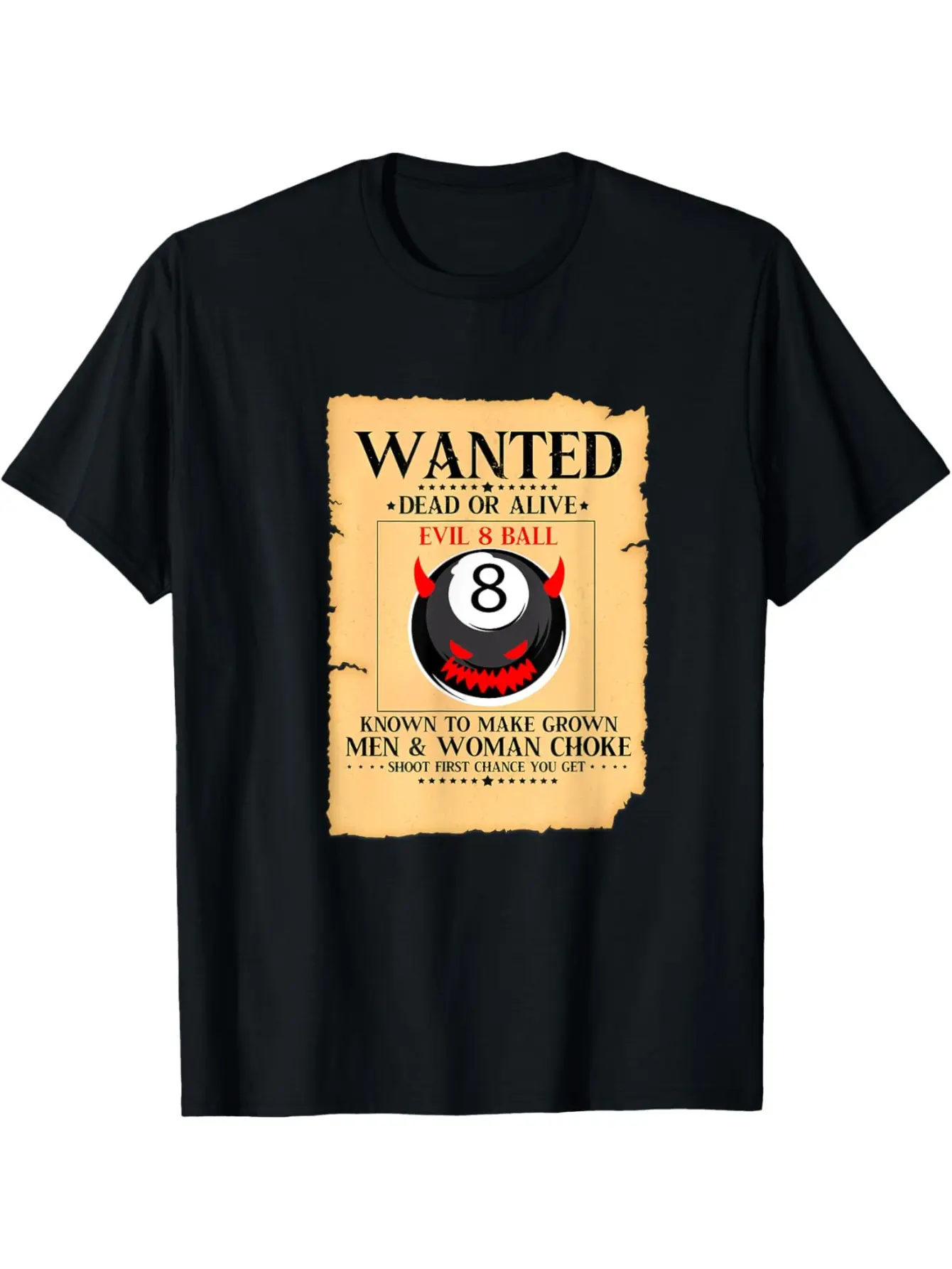 Men'S 8 Ball Billiards Graphic T-Shirt - Wanted De unisex soft cotton short sleeve t shirt, vintage graphic casual tee for men women teens, perfect birthday holiday gift for camping travel gym daily street casual wear