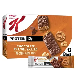 Special K Bar Chocolate Peanut Butter Chewy Protein Meal Bars, 12g Protein Snacks, 19 oz, 12 Count