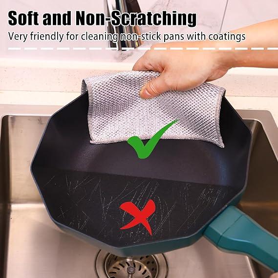 10 Pcs New Upgrade Steel Wire Dishcloth,Double-Layer Steel Wire Cleaning Cloth,Powerful Cleaning Non-Scratch Wire Dishcloth Rag for Cookware, Sinks, Dishes, Stove Tops