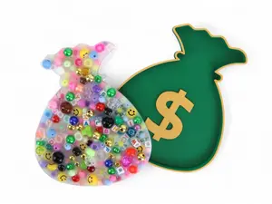Money Bag Shaped Picky Pad and Tray- Satisfy Your Urge to Pick, Pop and Peel Stress-Free! Squishy Maker Squishies